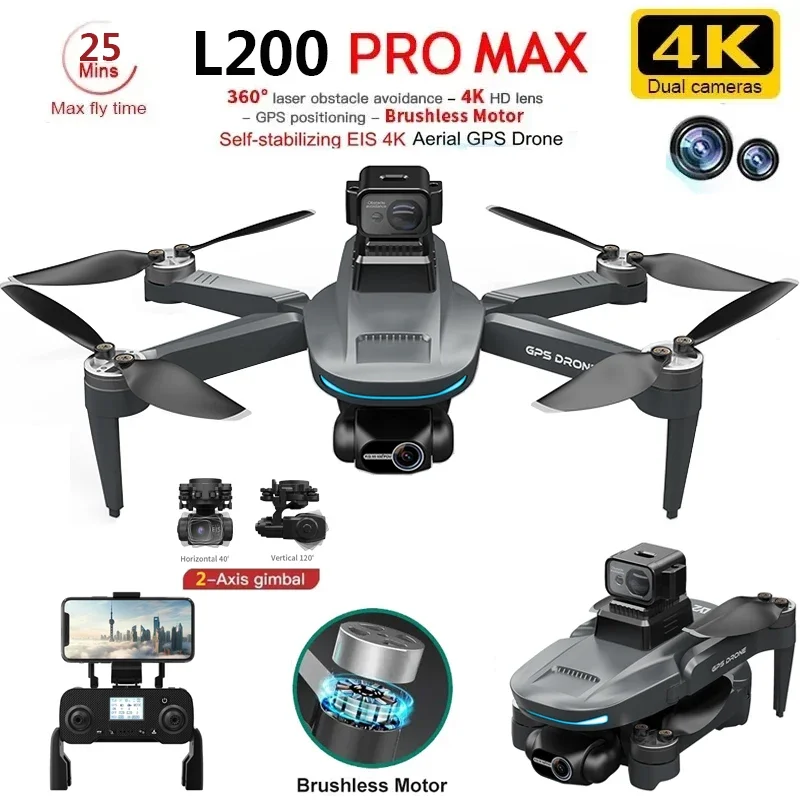 L200 PRO MAX Drone 4K 2-Axis P - Drone Rc Helicopter With Camera ulasan dan harga