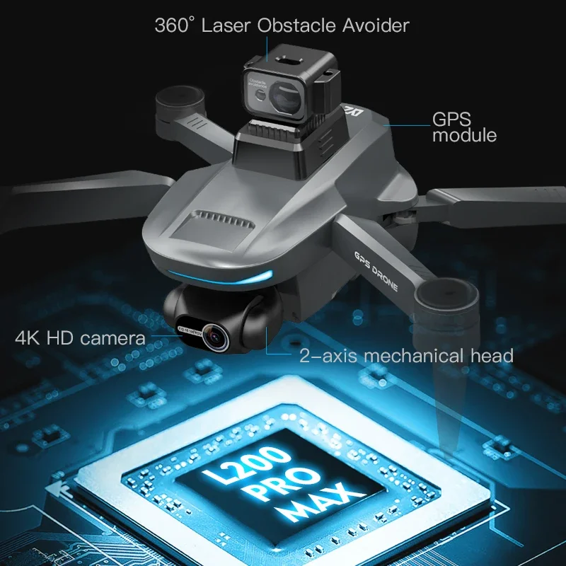 L200 PRO MAX Drone 4K 2-Axis P - Drone Rc Helicopter With Camera ulasan dan harga