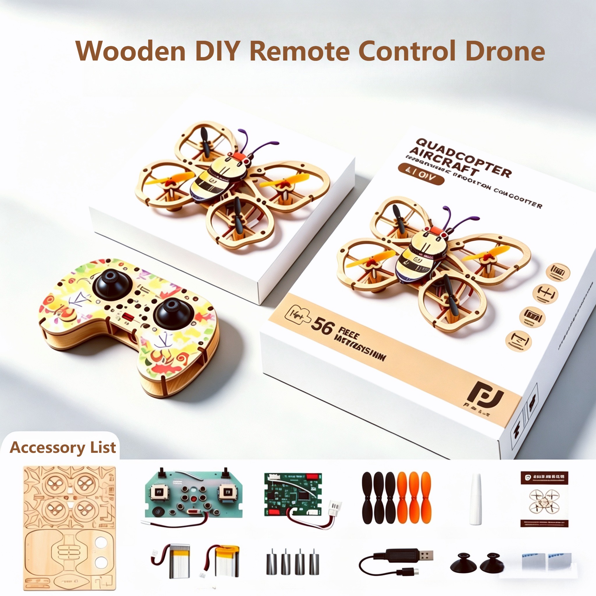 2026 New Wooden DIY Assembled  - Drone Rc Control ulasan dan harga