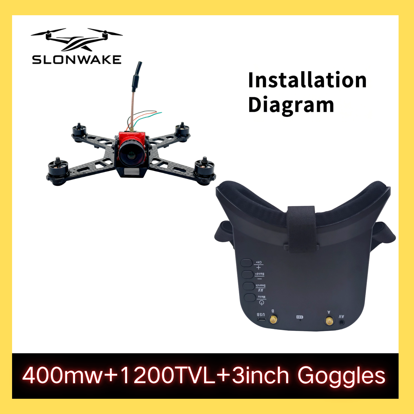 SLONWAKE 5.8G 48CH FPV 400mw V - Drone And Car ulasan dan harga